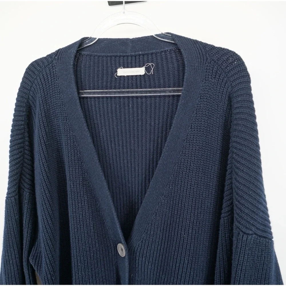 Outerknown Navy Blue Organic Cotton Baby Alpaca Ribbed Cardigan Sweater XS/S